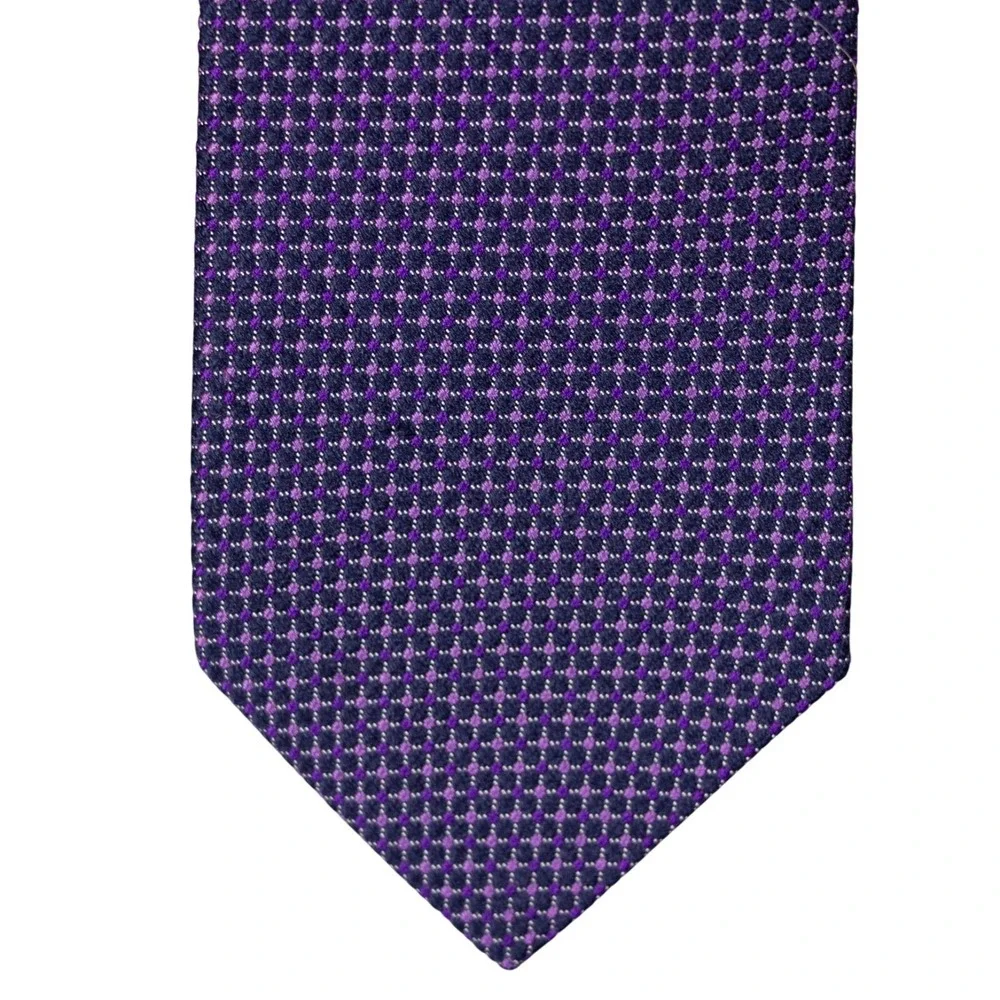 Brooks Brothers Mens Purple‎ Geometric Check Neck Tie 100% Silk Made in USA